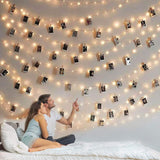 GloDream Portable Photo Lights with Clips - 33Ft Cordless LED String for Camping, Porch, and Backyard Gathering Décor