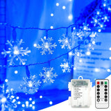 BrizLabs Snowflake LED Lights – Nursery Nightlight, Cool to Touch Battery Operated String with Remote