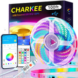 CHARKEE LED Strip Lights for Kids Bedroom, USB Powered Low Voltage 5V RGB Light Strip Safe for Children and Pets, App and Remote Dimmable