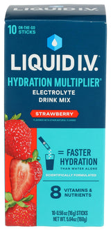 LIQUID IV Strawberry Hydration Multiplier – Backpacking & Trail Hydration, 10 Stick Packets