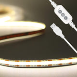 PAUTIX USB COB LED Strip – Dotless 1200lm Ribbon for Cozy Bedroom Ambiance, Wine Displays, and Curio Cabinet Glow