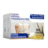 The Clean People Laundry Detergent Pods - Plastic-Free Zero Waste Laundry Pods for Intentional Homes, Fragrance Free 96 Pack