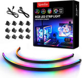 NEON ARGB LED Strip Light Kit – Modern Home Office PC Backdrop & Streaming Studio Ambiance, 15.7in Magnetic Addressable RGB with Aura SYNC