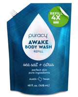 Puracy Scented Body Wash Refill – Invigorating Citrus & Sea Salt Shower Gel for Morning Energy 48 Oz