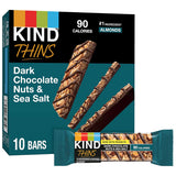 KIND THINS Dark Chocolate Nuts & Sea Salt Bars – Portable Desk-Drawer Fuel for Focused Workdays, Gluten Free, 4g Sugar, 10 Count