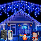 Ollny Indoor Icicle Lights 41FT Hanging Curtain String with Remote and Dimmer for Living Room Window Frame Decor