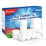Vacplus Toilet Bowl Cleaner Tablets 20 Pack – Sealed In-Tank Formula Safe for Kids and Pets, No Spill or Spray Handling