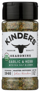 Kinder's Organic Garlic Herb Sea Salt & Lemon Seasoning – Gourmet Foodie Gift for Hostess and Stocking Stuffer, 3.2 oz