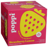 Poppi Strawberry Lemon Prebiotic Soda 4 Pack – Compact Commute and Road Trip Beverage for Cup Holders