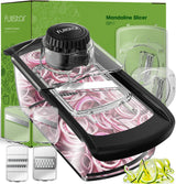 Fullstar Mandoline Slicer 6-in-1 – Space-Saving Kitchen Replacement for Cluttered Counters, Slim White Design with Catch Tray
