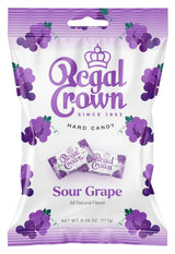 Regal Crown Sour Grape Candy | Clean Countertop Office Snack | Unfussy Individually Wrapped Hard Candy, 6.25oz Peg Bag