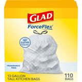 Glad ForceFlex Tall Kitchen Trash Bags – Clean Unscented Design for Intentional Clutter-Free Kitchens, 13 Gallon