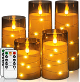 Homemory Smokeless Drip-Free Fairy Light Candles – Worry-Free Sleep Timer for Nurseries and Bedrooms, Ivory Set of 5