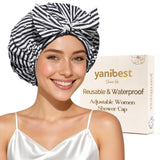 Yanibest Reusable Shower Cap – Mindful Bathing Accessory for Long Curly Hair, Adjustable Non-Slip Hair Cover