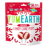 YumEarth Organic Candy Cane Lollipops - Allergy Safe Snack for Kids Lunchbox and Classroom Party, Dye Free Peppermint Pops, 30 Count