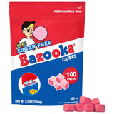 Bazooka Sugar-Free Gum Cubes – Diabetic-Friendly Chewing Routine with Xylitol-Sweetened Bulk 100-Count Resealable Bag