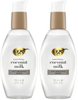OGX Nourishing + Coconut Milk Anti-Breakage Serum, 4 Fl Oz – Tropical Coconut, White Peach, and Shea Butter Scented Hair Treatment
