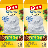 Glad ForceFlex Pine-Sol Original Trash Bags – 13 Gallon Tall Kitchen Bags That Keep Your Cooking Space Looking and Smelling Clean