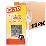 Glad Crystal Clear Forks – Minimalist Disposable Cutlery for Clean Tablescapes, Simple Lunches and Modern Hosting, 70 Count