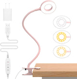 iZELL Flexible Gooseneck Work Lamp – USB Clip-On Light for Remote Workers, Study Desk, and Diamond Art Hobbyists
