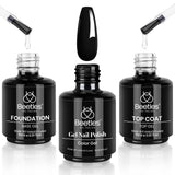 Beetles Low-Odor Gel Nail Set – Self-Care Manicure Ritual with Base Coat, White Polish and No Wipe Top Coat at Home
