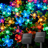 Brightown 60 LED Solar Flower String Lights – Portable Patio & Camping Ambiance, Waterproof Cherry Blossom Fairy Lights