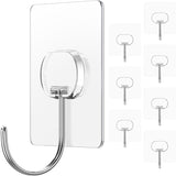JINSHUNFA Adhesive Wall Hooks – Rustproof Hook for Pool House and Outdoor Walls, 8 Pack