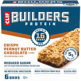 CLIF BUILDERS Reduced Sugar Protein Bar - Gluten Free Peanut Butter Chocolate Snack for Sensitive Stomachs and Self-Care Days