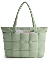 BAGSMART Puffer Tote – Minimalist Quilted Handbag in Neutral Tones for Capsule Wardrobes