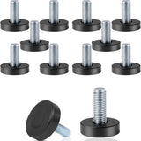 QWORK 1/4" Threaded Furniture Levelers 12 Pack, Low-Profile Black Feet for Uncluttered Interiors, Clean Scandinavian-Style Tables