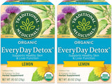 Traditional Medicinals Organic Everyday Detox Lemon Tea – Evening Wind-Down Ritual for Healthy Skin & Liver Support, 16 Bags
