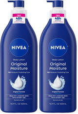 NIVEA Original Moisture Body Lotion with Vitamin E – Nightly Self-Care Ritual for Normal to Dry Skin, 16.9 Fl Oz Pump Bottle
