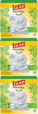 Glad ForceFlex Tall Kitchen Bags – Worry-Free Heavy Load Disposal, ForceFlex Stretch Technology