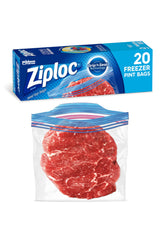 Ziploc Pint Freezer Bags for Kids Lunches, Grip 'n Seal Snack Portion Storage, Pack of 12