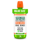TheraBreath Alcohol-Free Mouthwash Safe for Sensitive Mouths and Family Use, Mild Mint 1 Liter