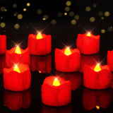 Homemory 24-Pack No-Flame Battery Tea Lights – Child-Safe Black Drip LED Candles for Family Pumpkin Carving & Party Tables