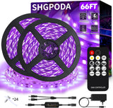 BlacklightCo 66Ft UV Strip Light – Unique Birthday Gift for Teens and Young Adults Setting Up a Glow Room