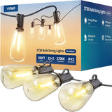 VIPAR Outdoor String Lights – Weatherproof Patio Lights with 10+1 ST38 Shatterproof Edison Bulbs for Porch, Garden, and Backyard