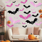 Halloween Bat Wall Stickers for Outdoor Use – 72 Piece 3D Removable PVC Decals for Front Door, Windows, and Yard