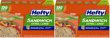 Hefty XL Press to Close Sandwich Bags – Kid-Friendly Lunch Storage for School and Daycare, 130 Count