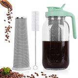 Mason Jar Cold Brew Pitcher for Home Kitchen Counters, 64 oz Iced Coffee Maker with Stainless Steel Filter
