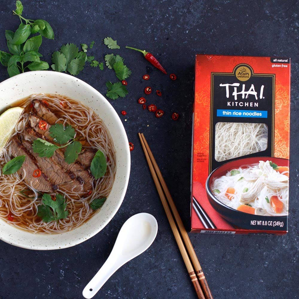 Thai Kitchen Gluten Free Thin Rice Noodles 8.8 oz – Family Friendly Stir Fry Base for Kid Safe Dinners