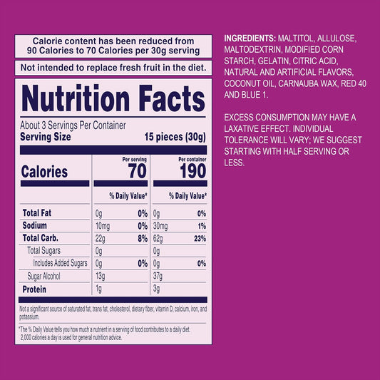 three flavor options: mixed fruit, island fruits, and berries 'n cherries