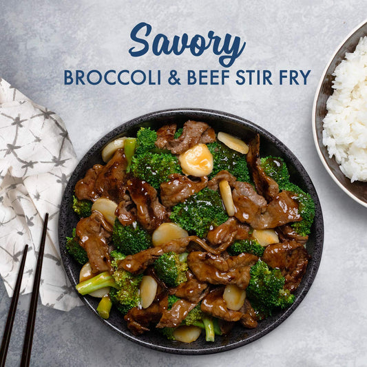 three flavor variants in the line: teriyaki, orange chicken, and sweet & sour