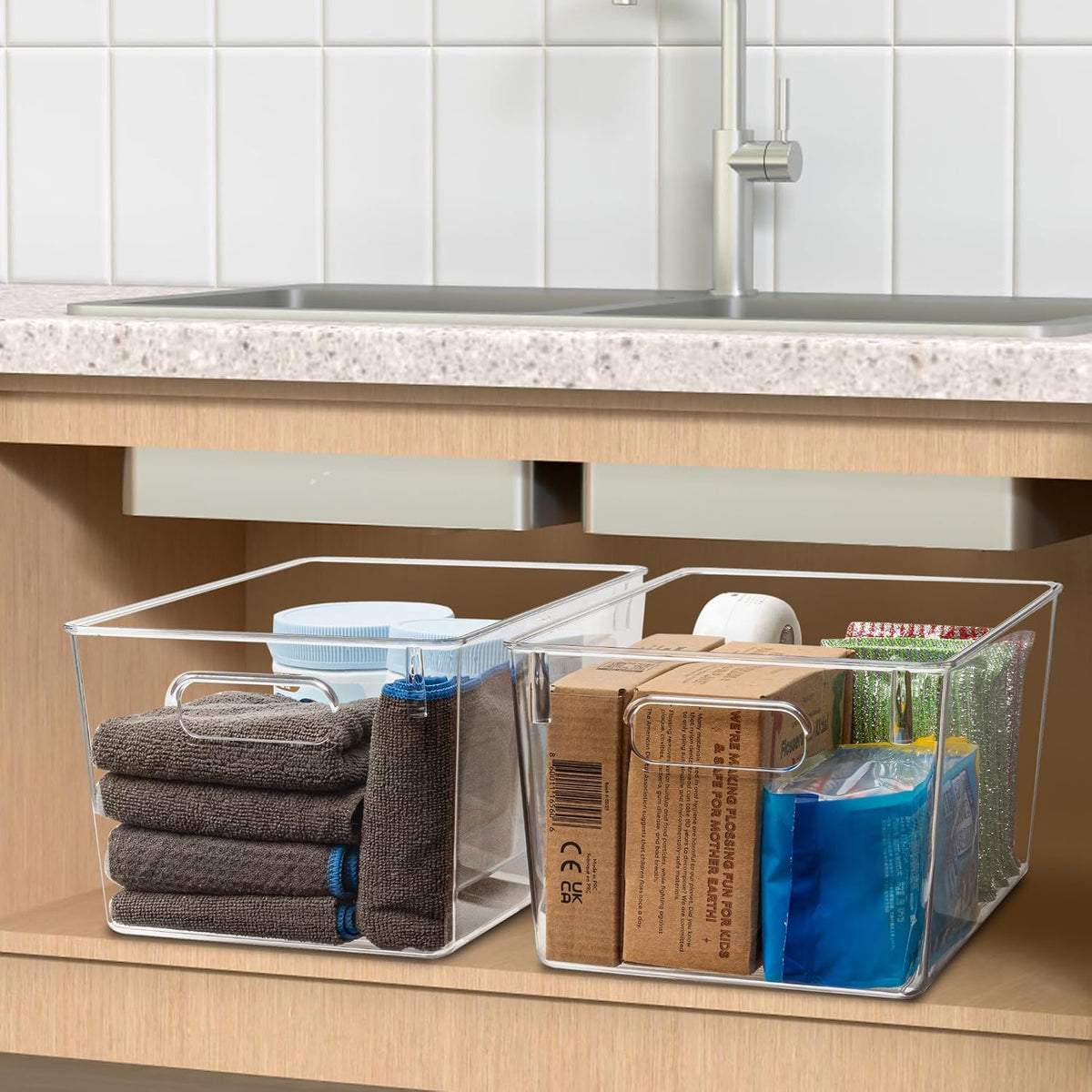 Tiawudi Shatter-Resistant Stackable Bins for Clean-Lined Cabinets, 10-Pack Minimalist Organizer Set
