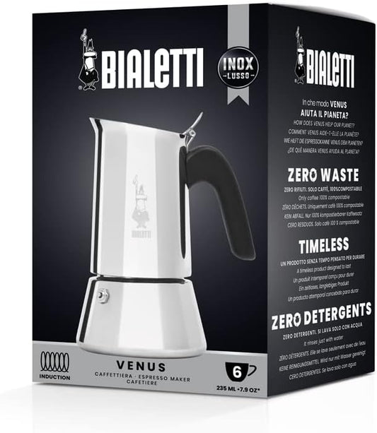 triple-chamber moka pot design that brews rich espresso in under 5 minutes
