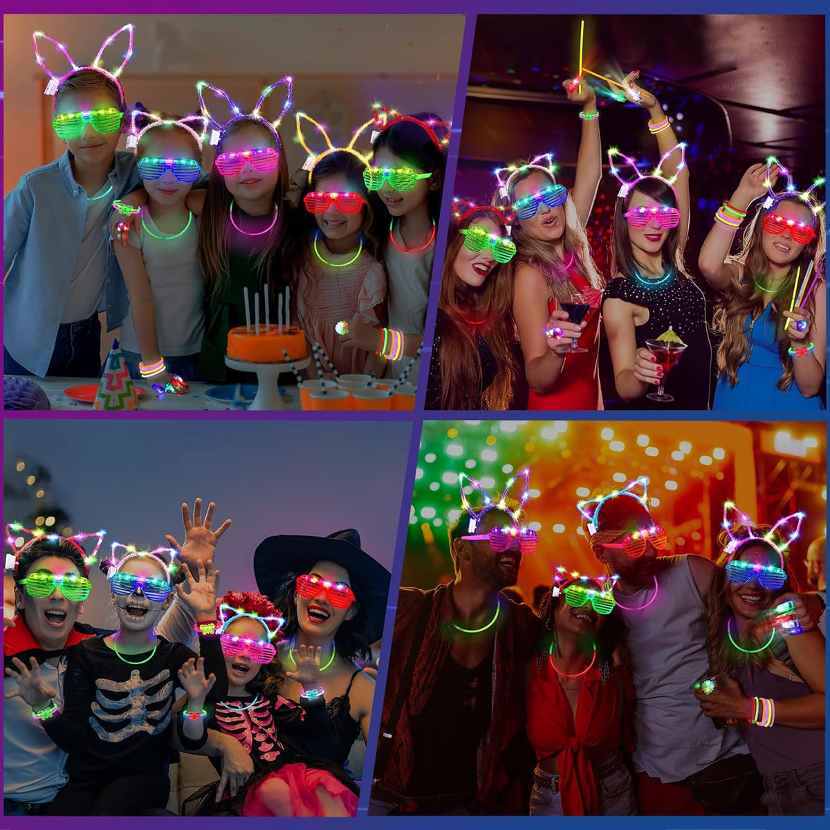 TSDATOWR Glow Stick Party Set for Kids – LED Rings, Headbands, Glasses and 100 Neon Glow Sticks for Daycare, School, and Family Party Decorations