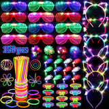 TSDATOWR Glow Stick Party Set for Kids – LED Rings, Headbands, Glasses and 100 Neon Glow Sticks for Daycare, School, and Family Party Decorations