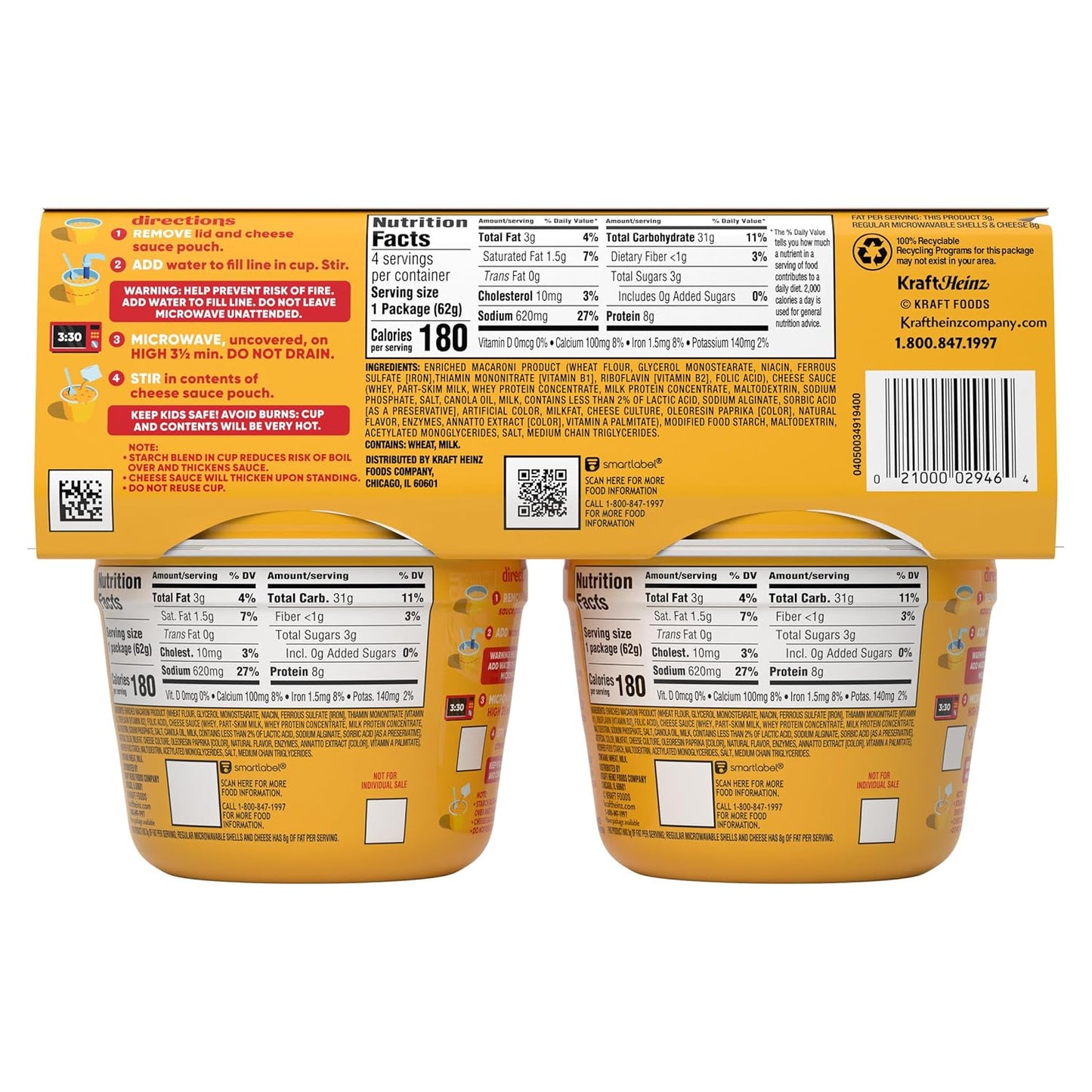 Velveeta Shells & Cheese Microwaveable Cups – Kid-Friendly Lunchbox Side for School and After-School Snacks, 2.19 oz 4-Pack