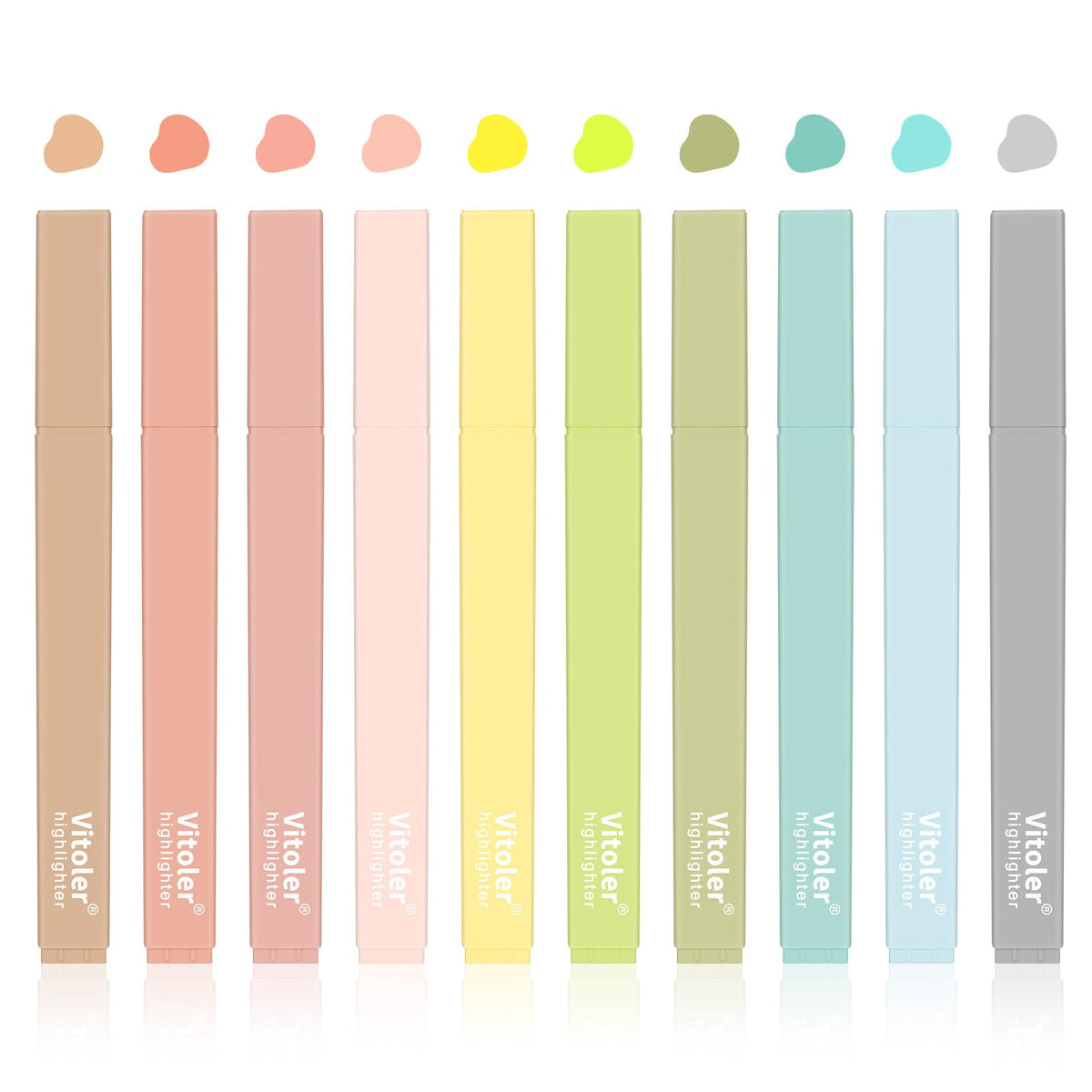 Vitoler Bible Highlighters with Soft Chisel Tip,10Pcs,Aesthetic No Bleed Dry Fast Easy to Hold, Bible Highlighters,Cute Highlighter for School Office Supplies